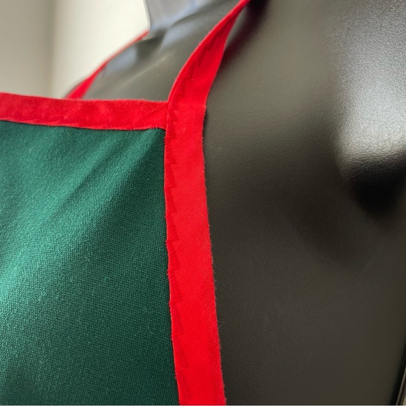 Christmas Joy Appliqué Reindeer Full Kitchen Apron Green and Red Holiday - Picture 5 of 8